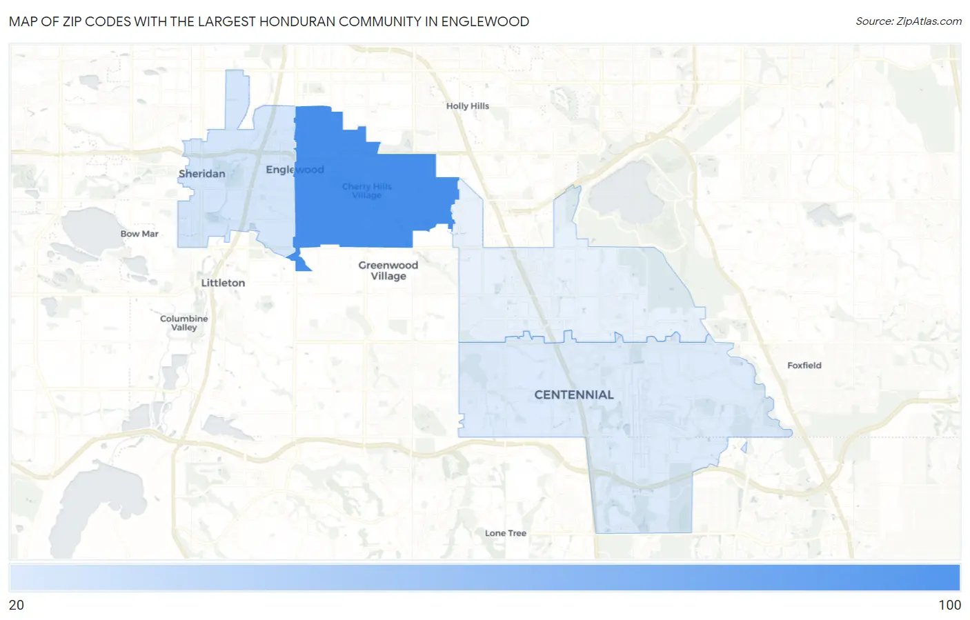 Zip Codes with the Largest Honduran Community in Englewood Map