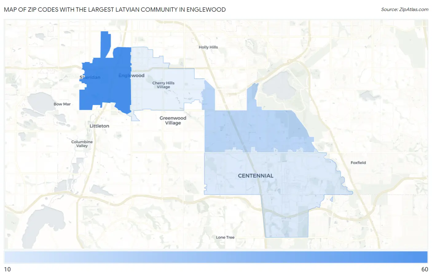 Zip Codes with the Largest Latvian Community in Englewood Map