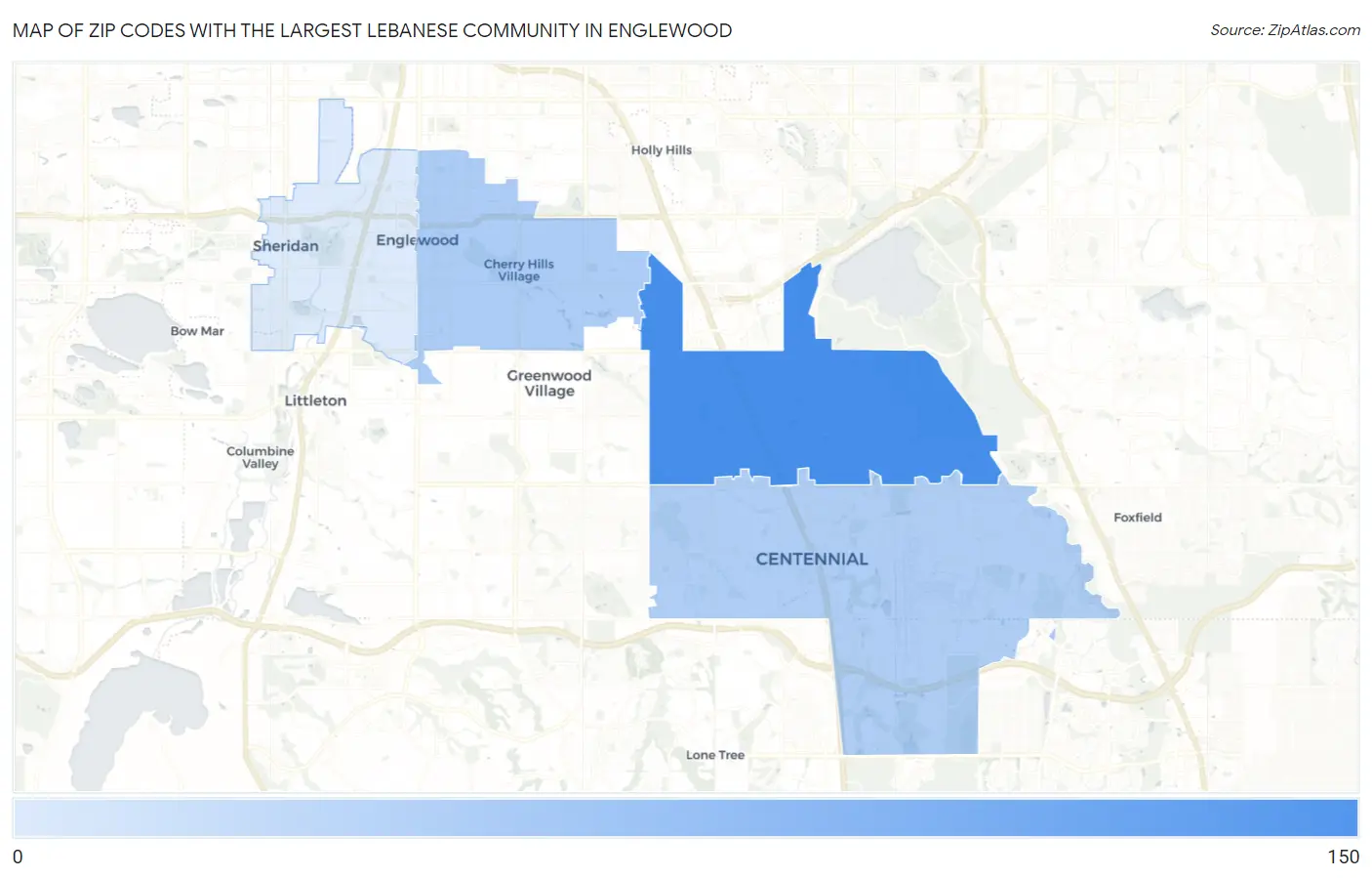Zip Codes with the Largest Lebanese Community in Englewood Map
