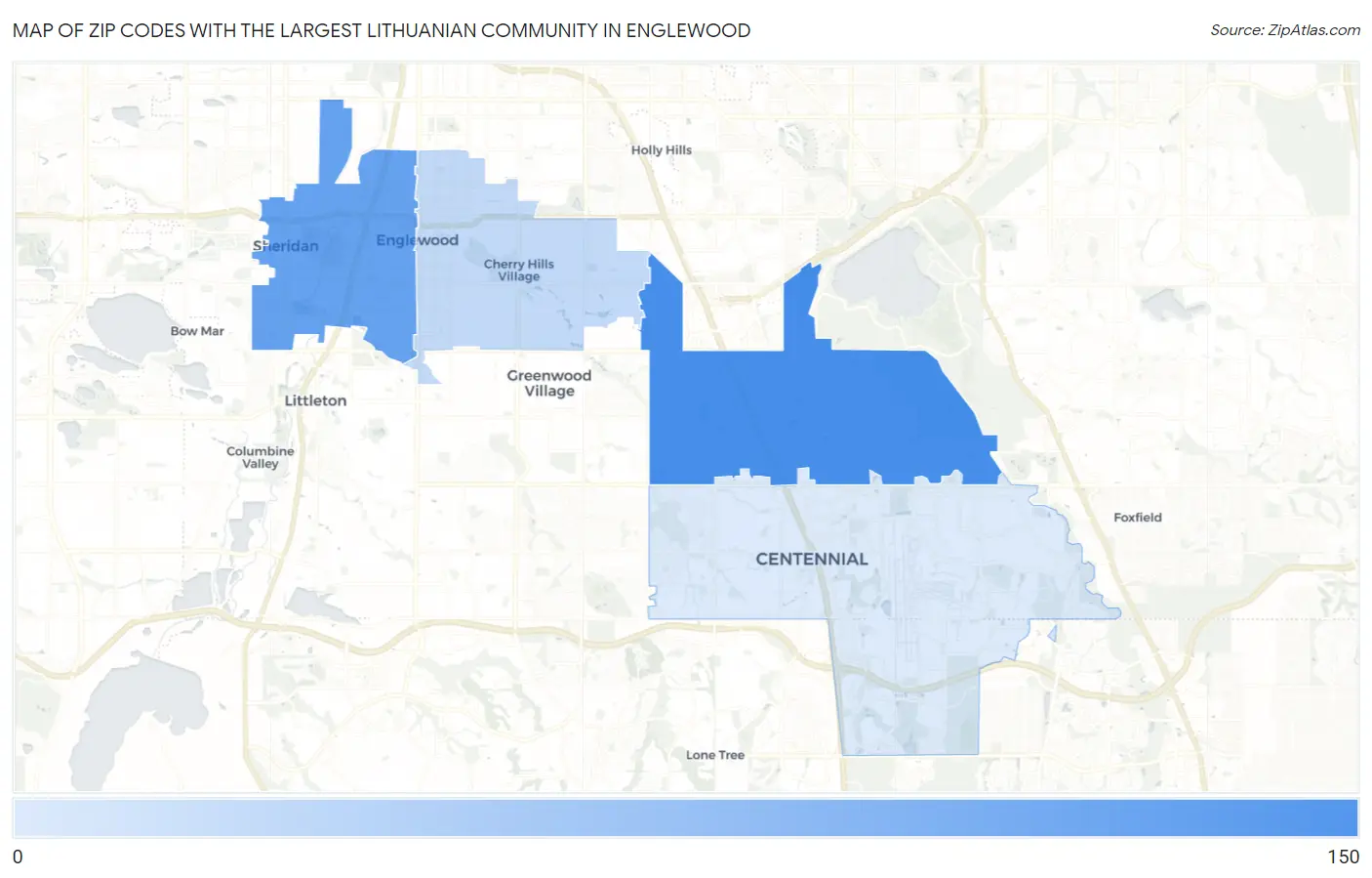 Zip Codes with the Largest Lithuanian Community in Englewood Map