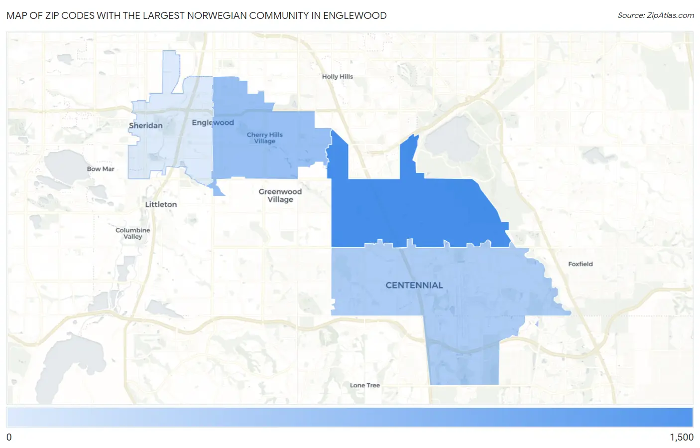 Zip Codes with the Largest Norwegian Community in Englewood Map