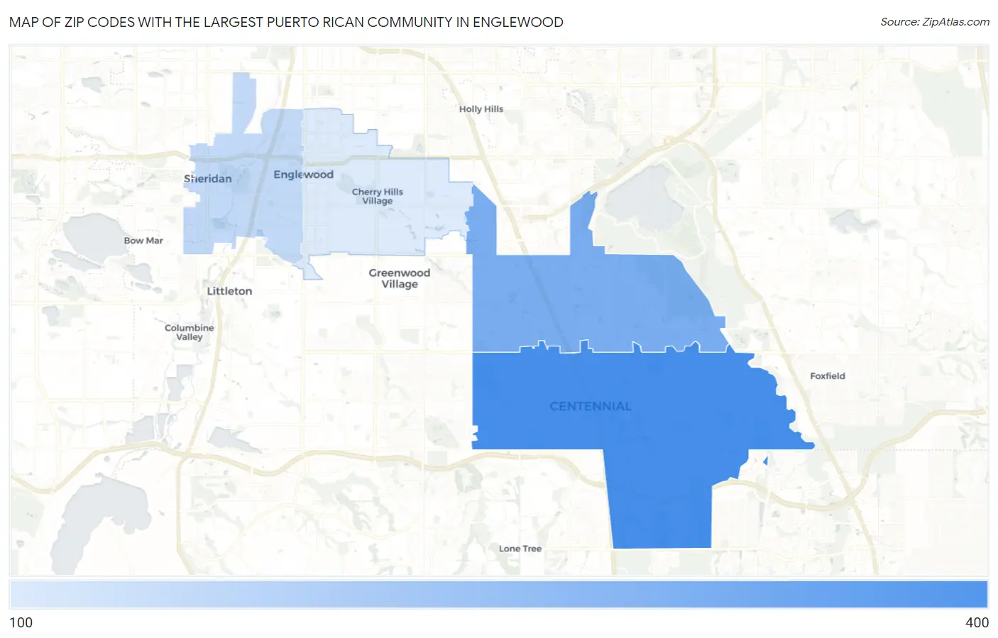 Zip Codes with the Largest Puerto Rican Community in Englewood Map