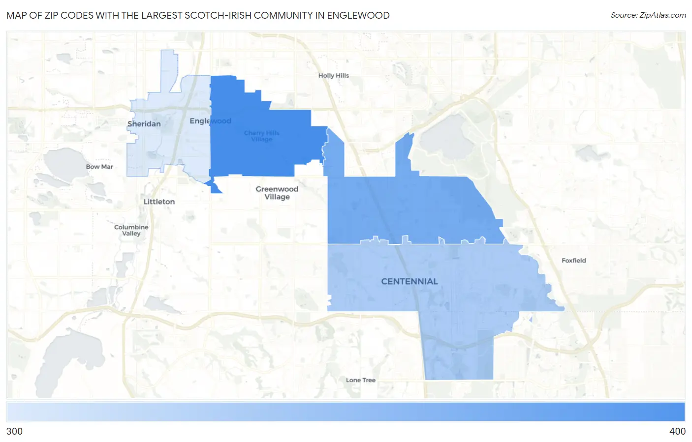 Zip Codes with the Largest Scotch-Irish Community in Englewood Map