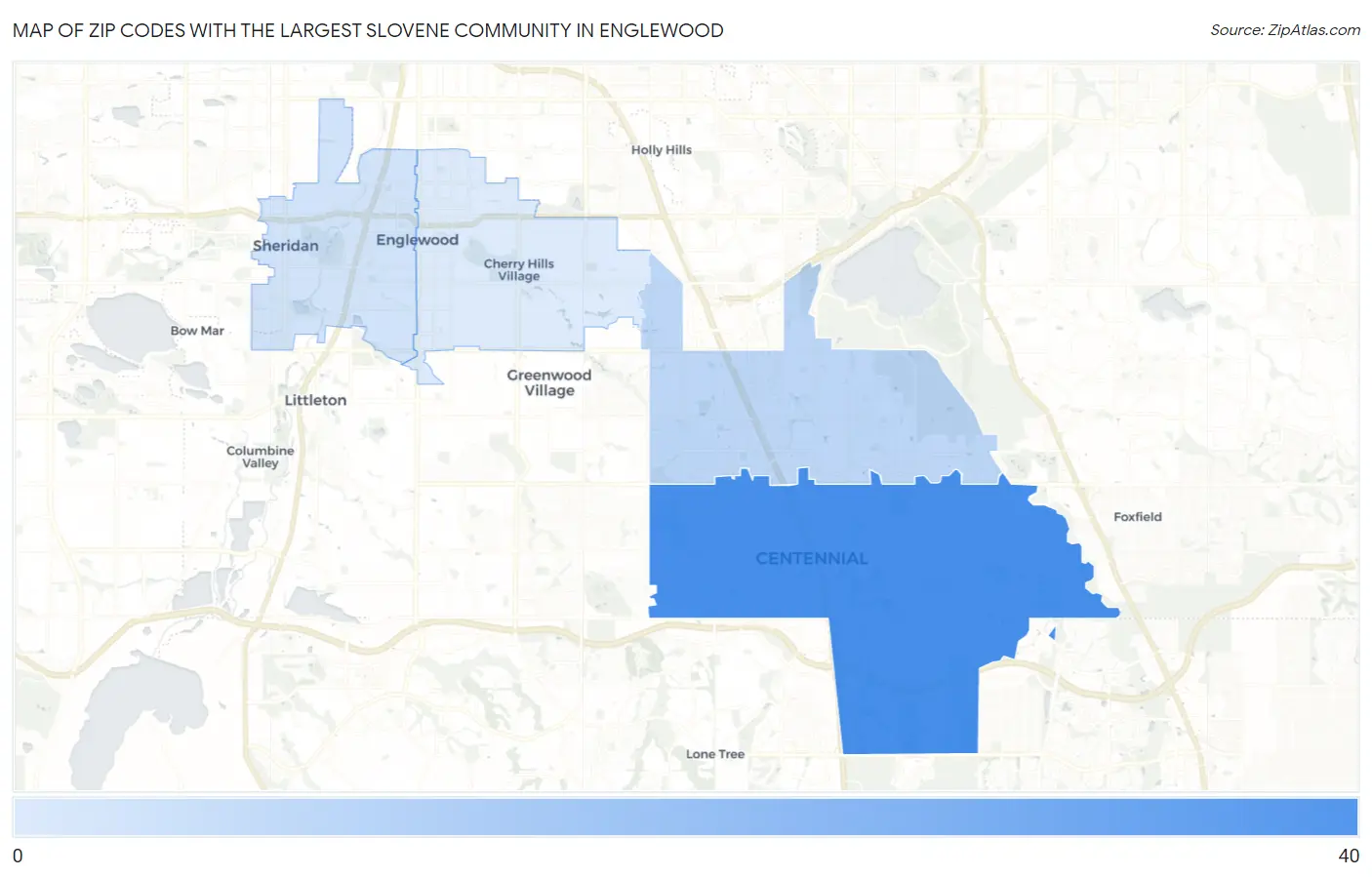 Zip Codes with the Largest Slovene Community in Englewood Map