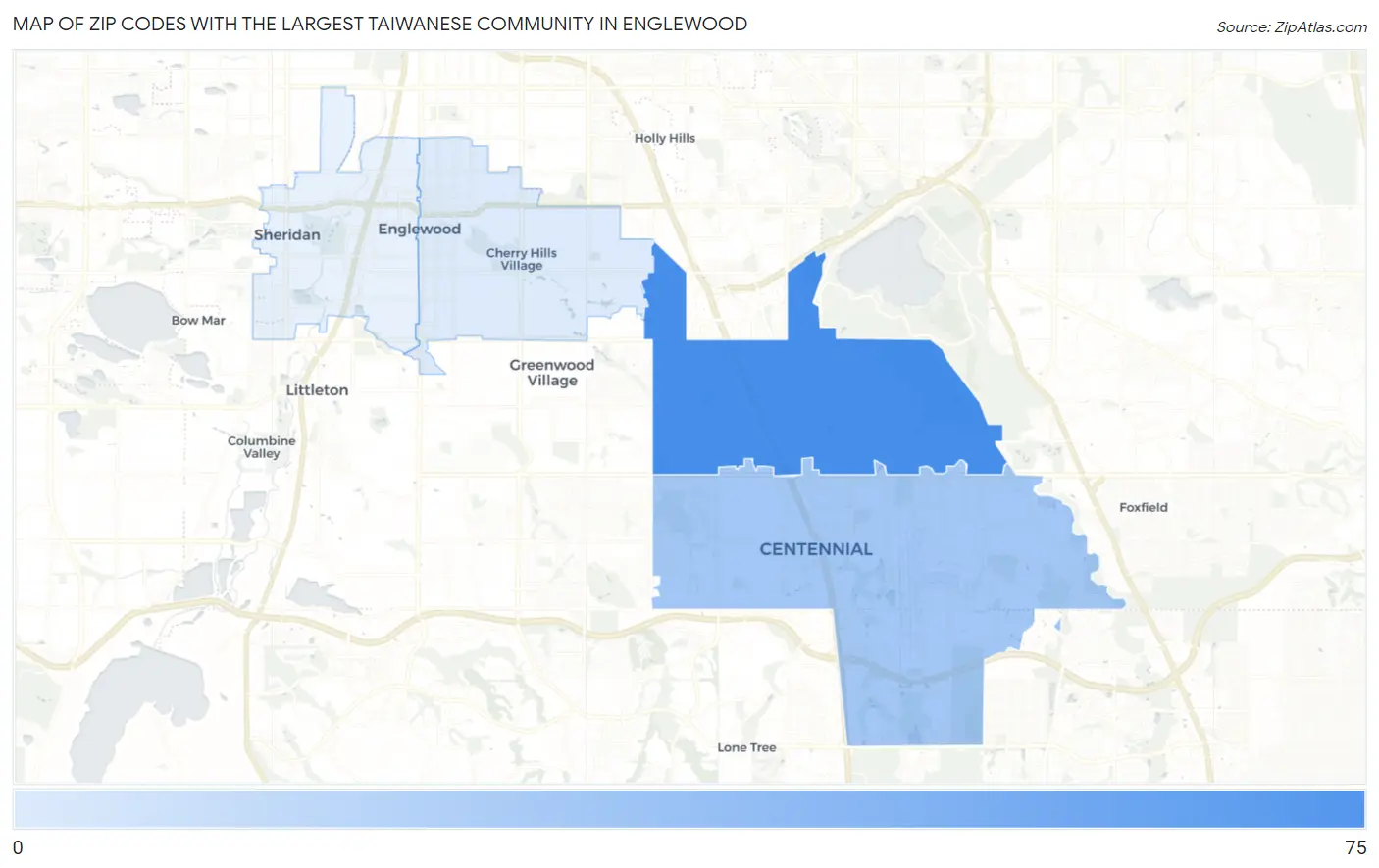 Zip Codes with the Largest Taiwanese Community in Englewood Map