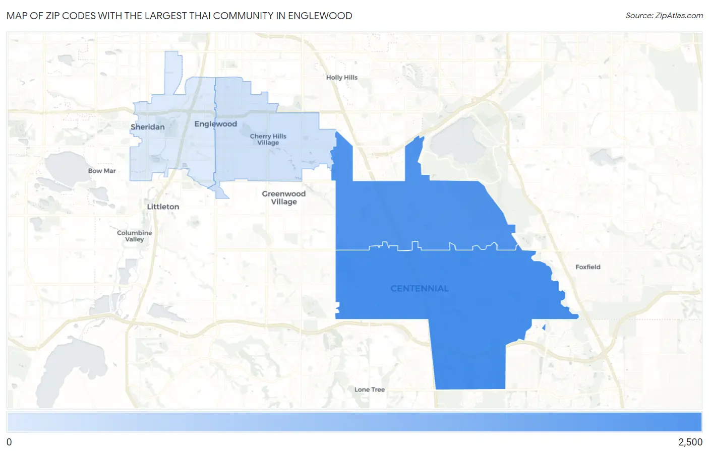 Zip Codes with the Largest Thai Community in Englewood Map