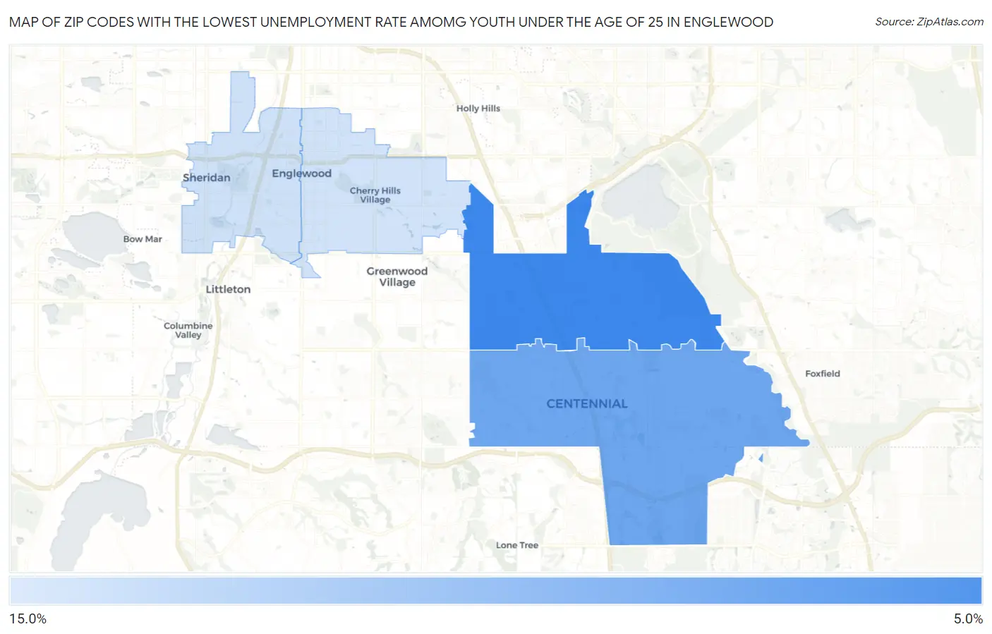 Zip Codes with the Lowest Unemployment Rate Amomg Youth Under the Age of 25 in Englewood Map