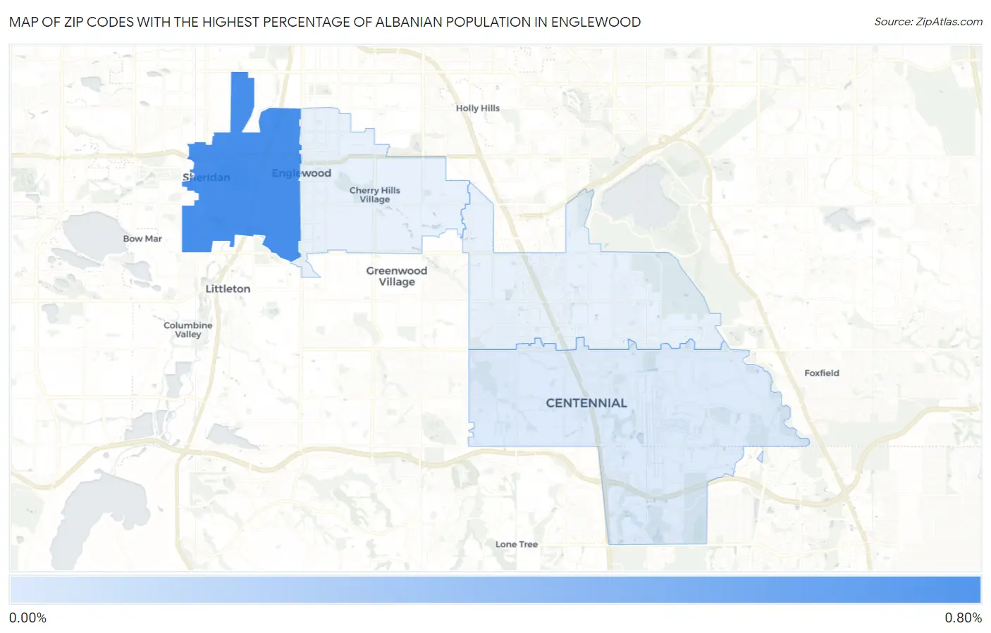 Zip Codes with the Highest Percentage of Albanian Population in Englewood Map