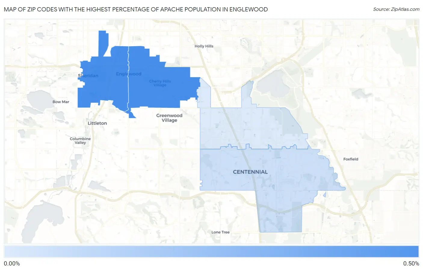 Zip Codes with the Highest Percentage of Apache Population in Englewood Map