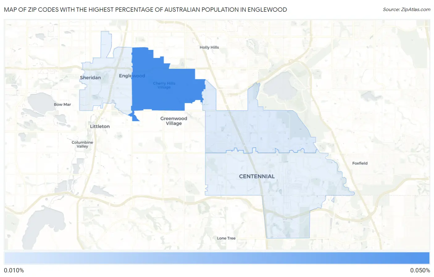 Zip Codes with the Highest Percentage of Australian Population in Englewood Map