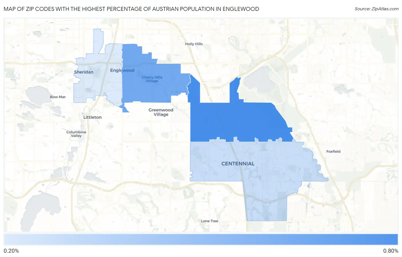 Zip Codes with the Highest Percentage of Austrian Population in Englewood Map