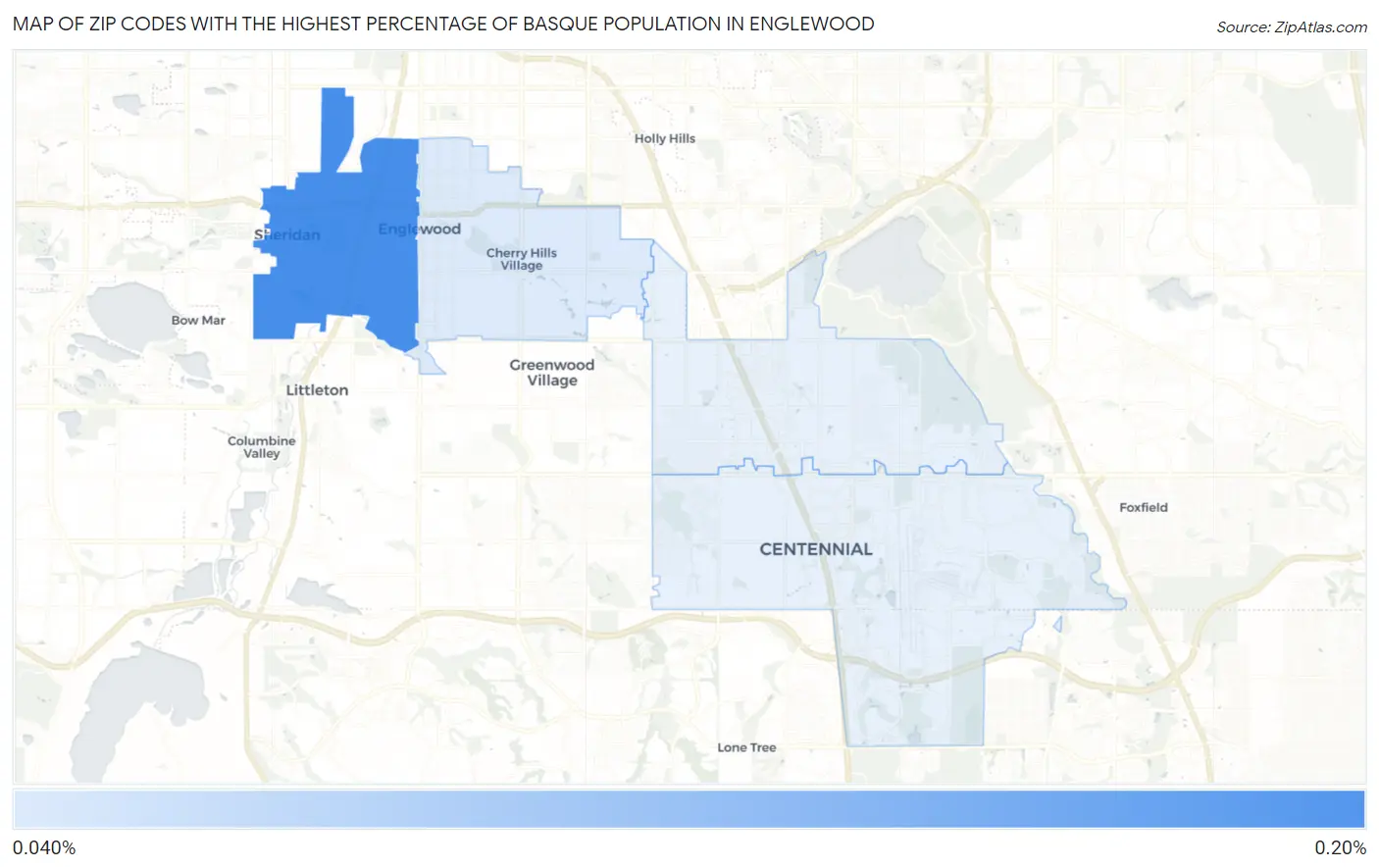 Zip Codes with the Highest Percentage of Basque Population in Englewood Map