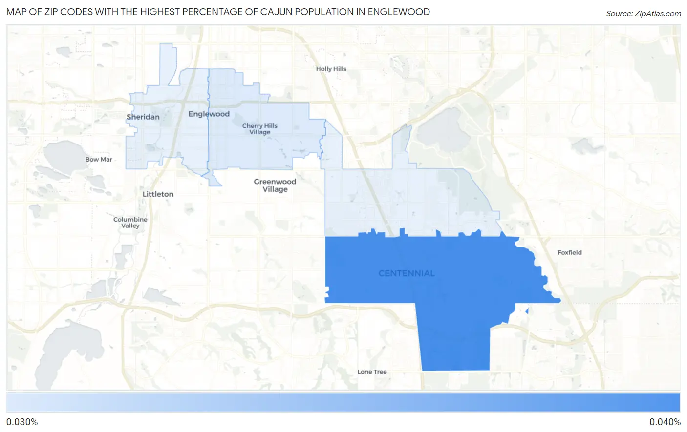 Zip Codes with the Highest Percentage of Cajun Population in Englewood Map