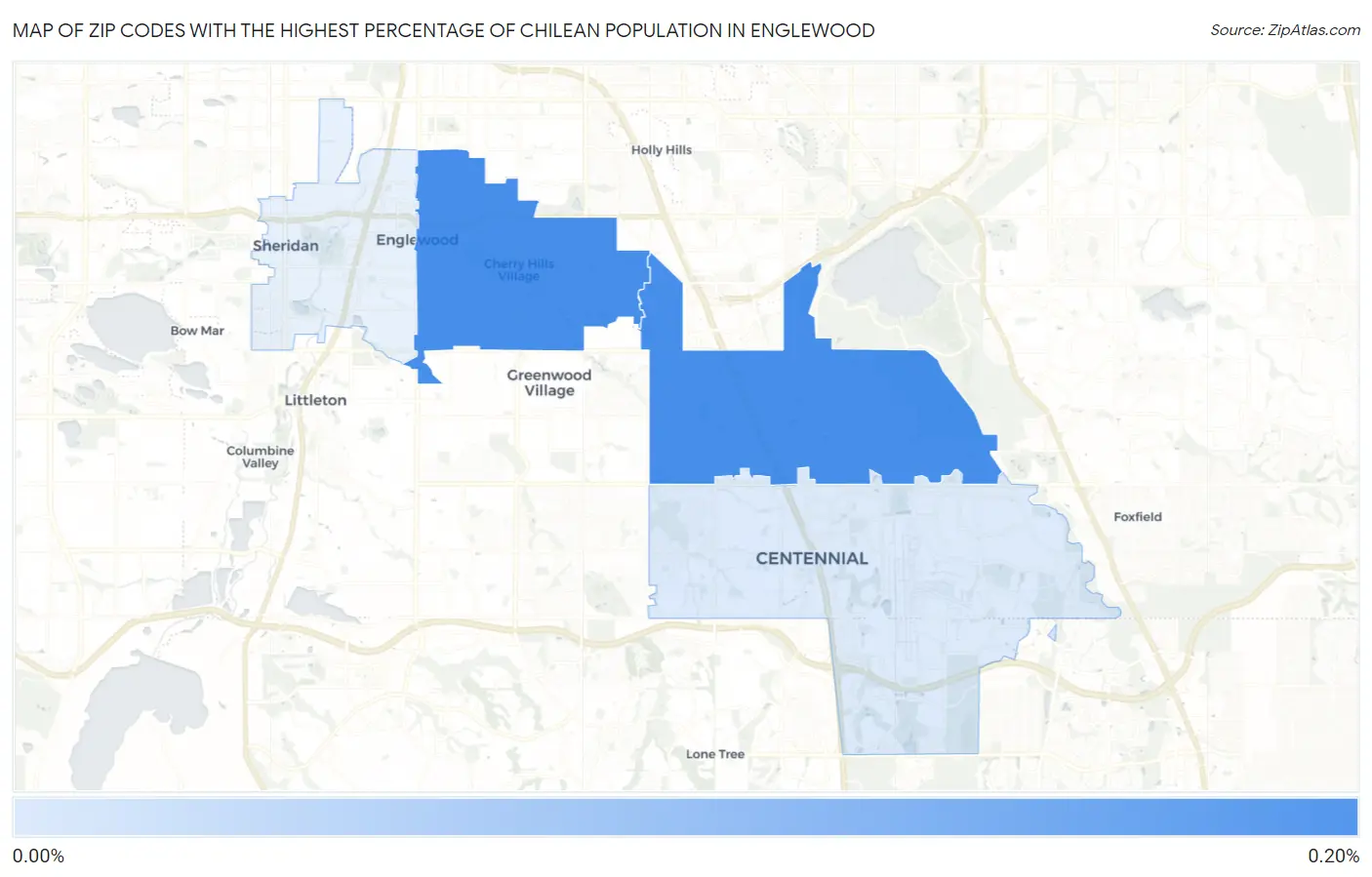 Zip Codes with the Highest Percentage of Chilean Population in Englewood Map