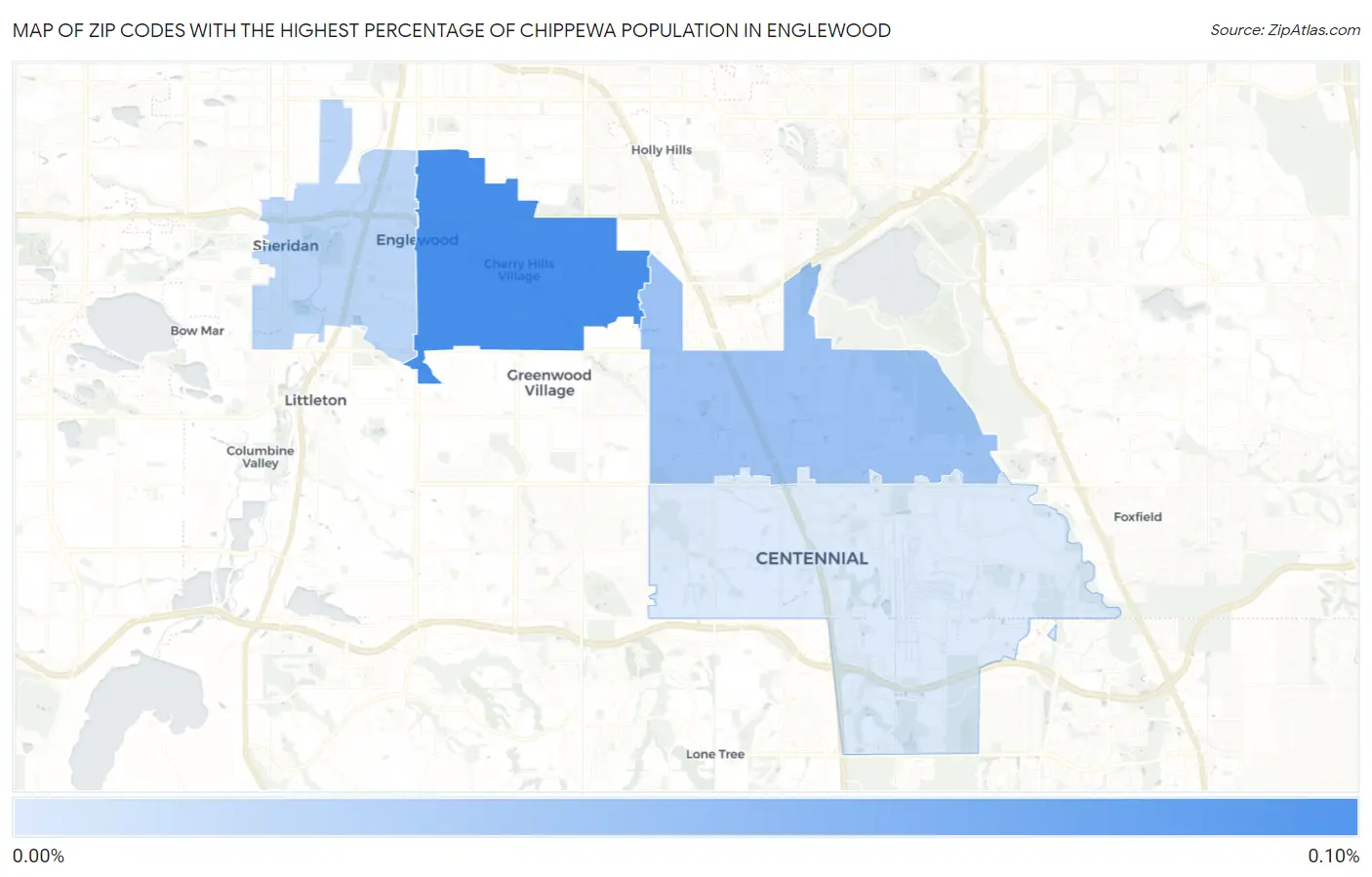 Zip Codes with the Highest Percentage of Chippewa Population in Englewood Map