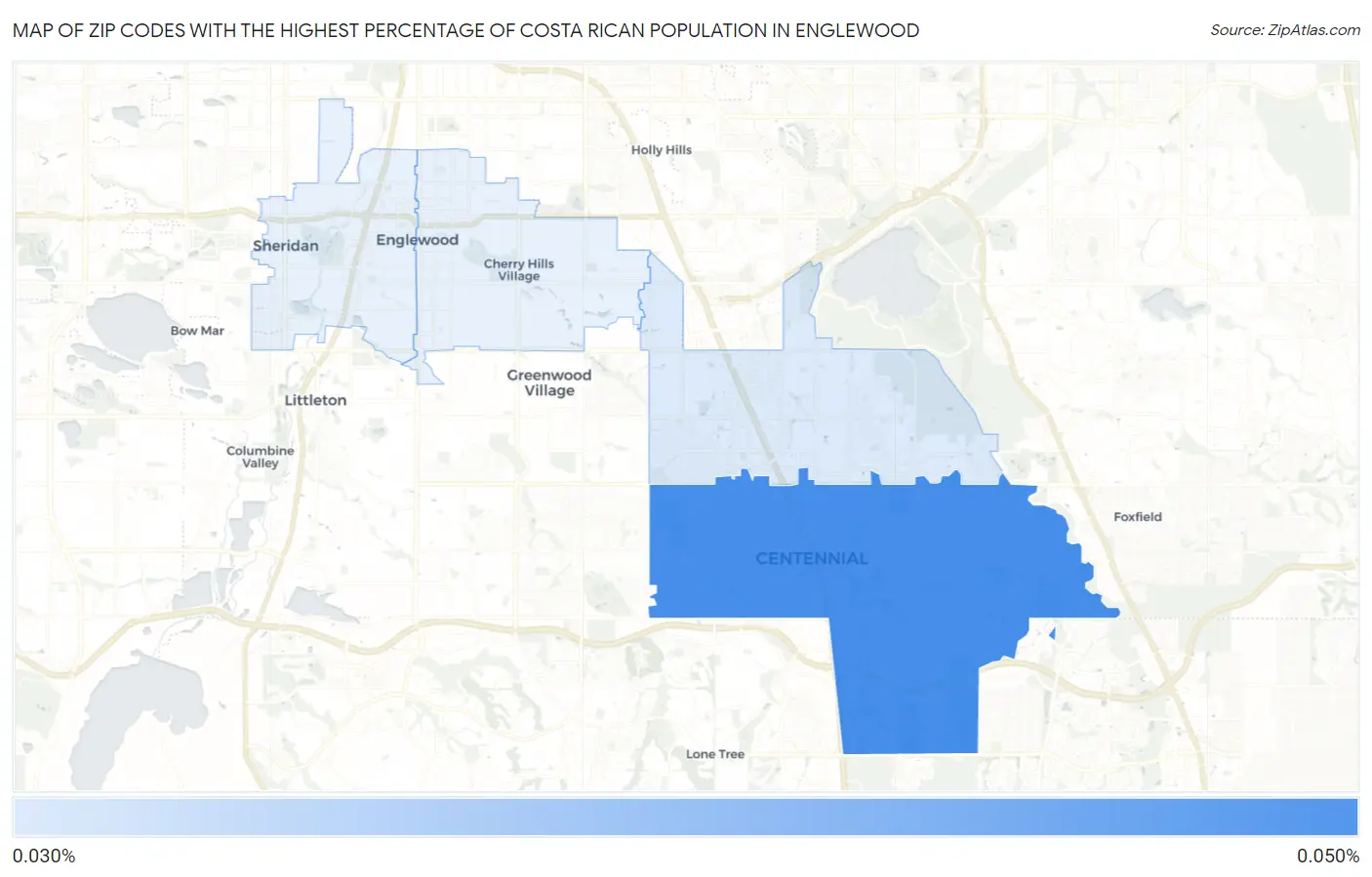 Zip Codes with the Highest Percentage of Costa Rican Population in Englewood Map