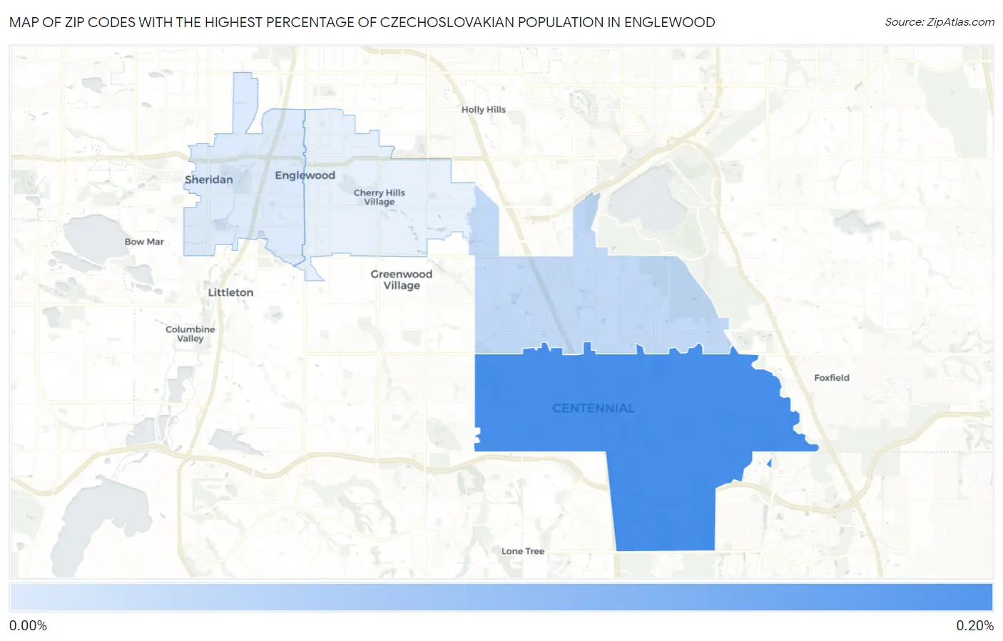 Zip Codes with the Highest Percentage of Czechoslovakian Population in Englewood Map