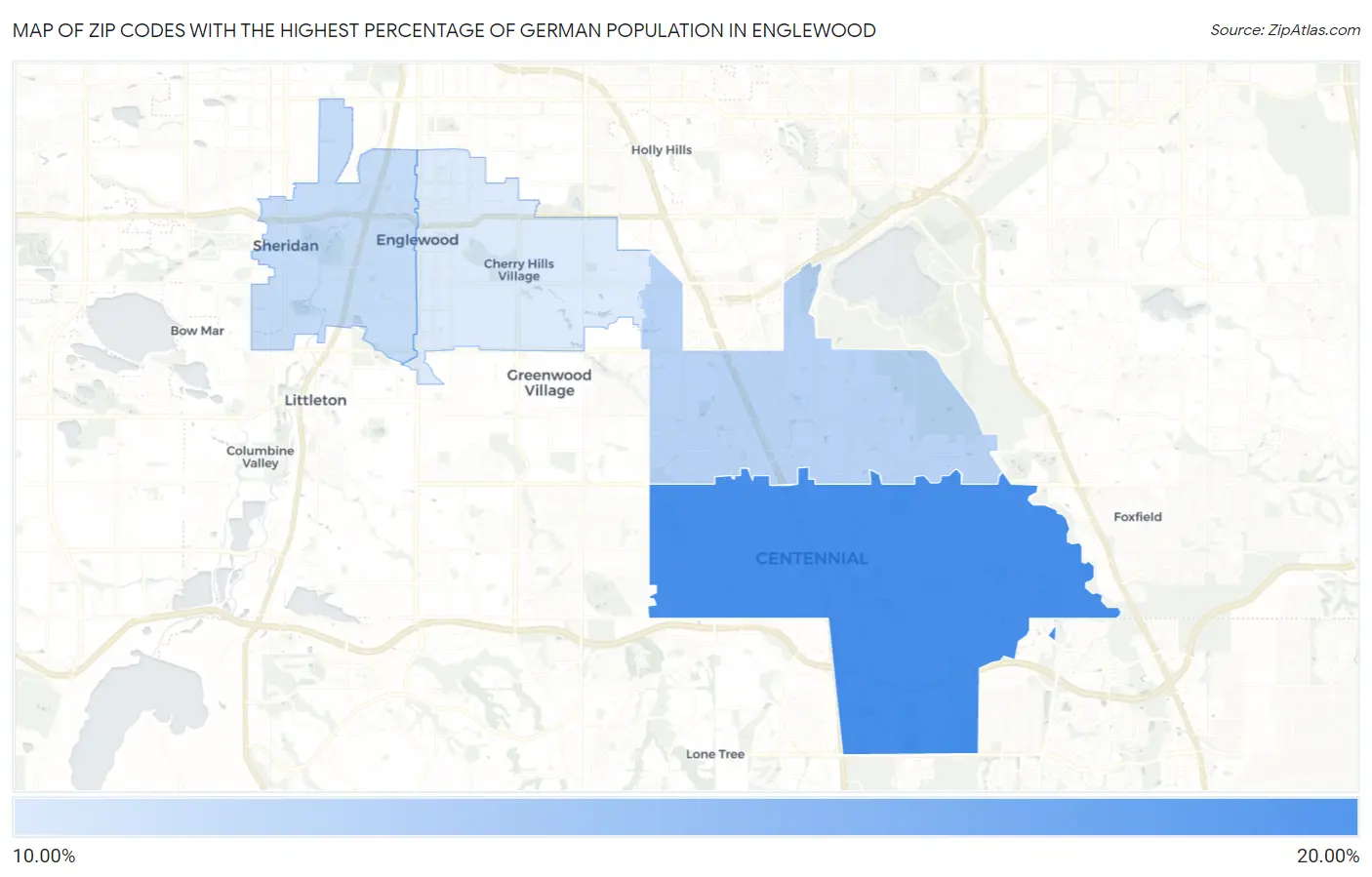 Zip Codes with the Highest Percentage of German Population in Englewood Map