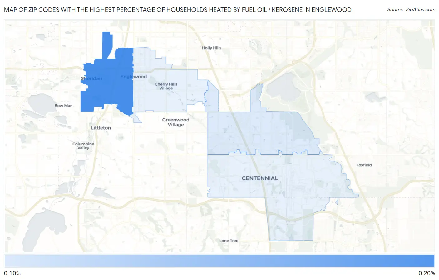 Zip Codes with the Highest Percentage of Households Heated by Fuel Oil / Kerosene in Englewood Map
