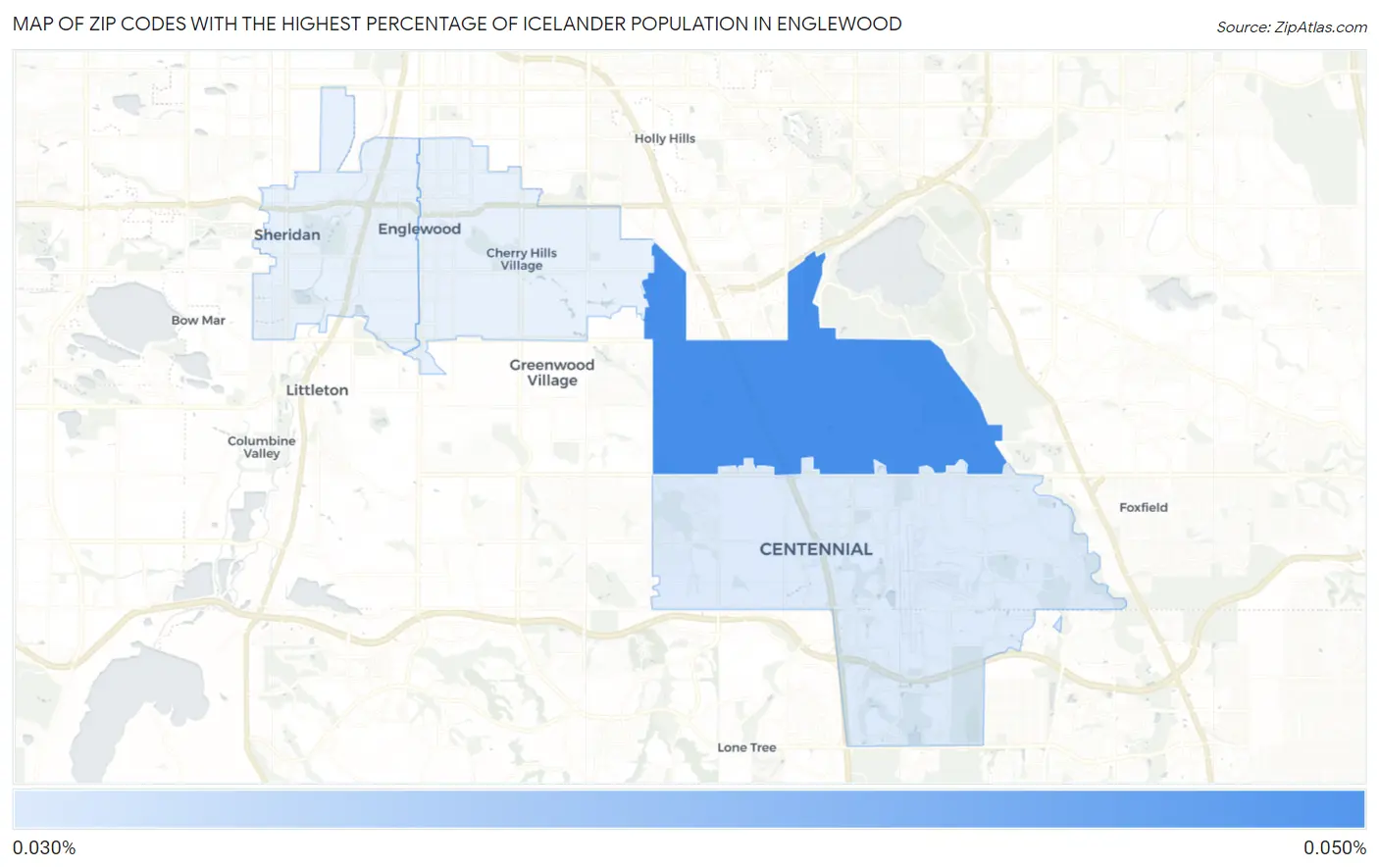 Zip Codes with the Highest Percentage of Icelander Population in Englewood Map