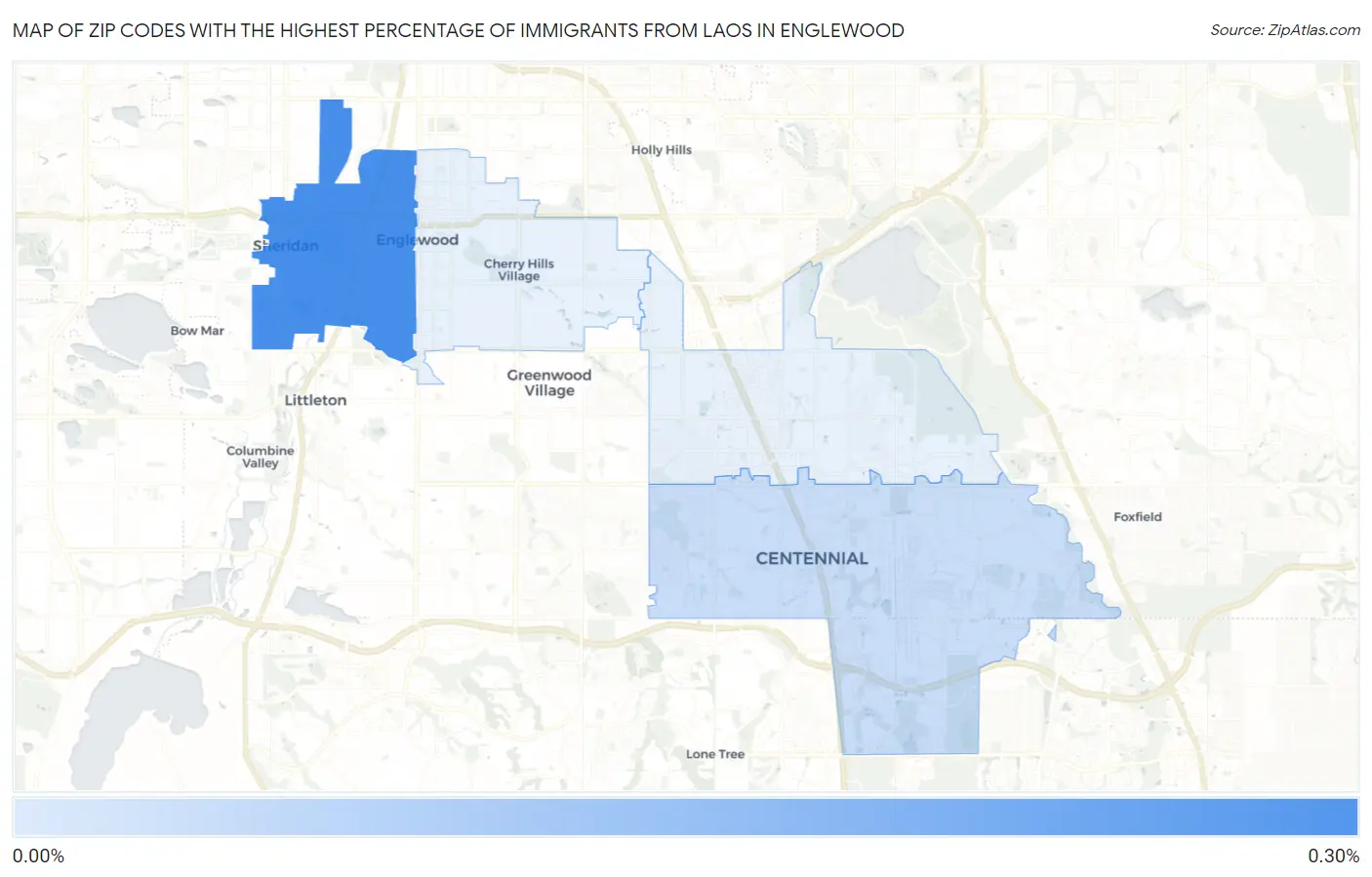 Zip Codes with the Highest Percentage of Immigrants from Laos in Englewood Map