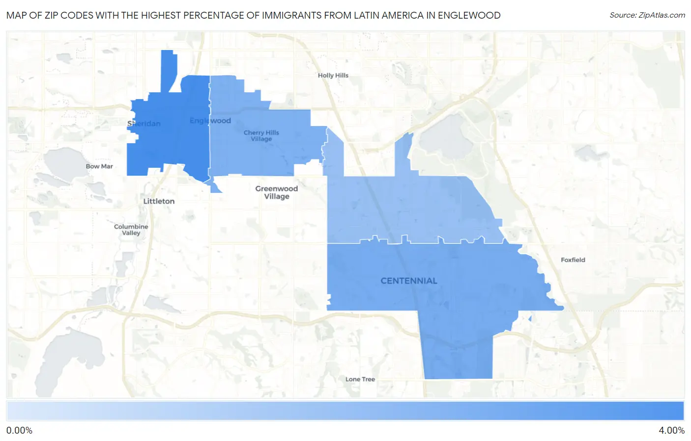 Zip Codes with the Highest Percentage of Immigrants from Latin America in Englewood Map
