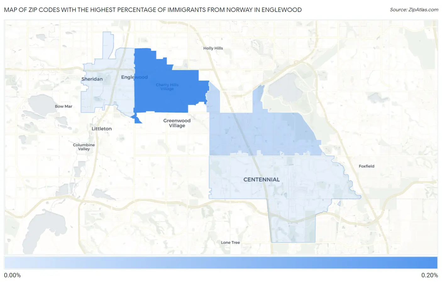 Zip Codes with the Highest Percentage of Immigrants from Norway in Englewood Map