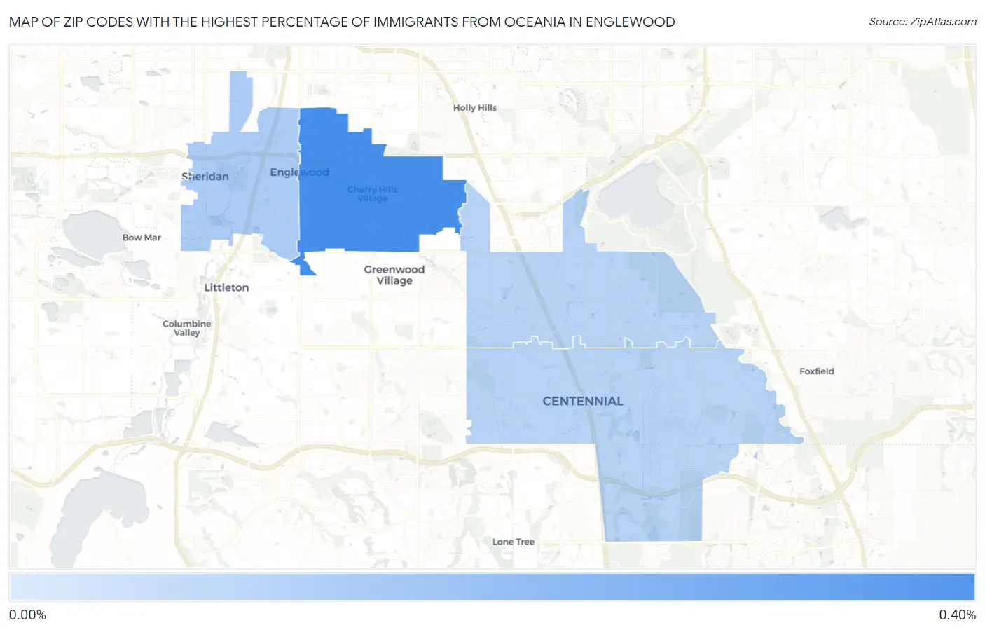 Zip Codes with the Highest Percentage of Immigrants from Oceania in Englewood Map