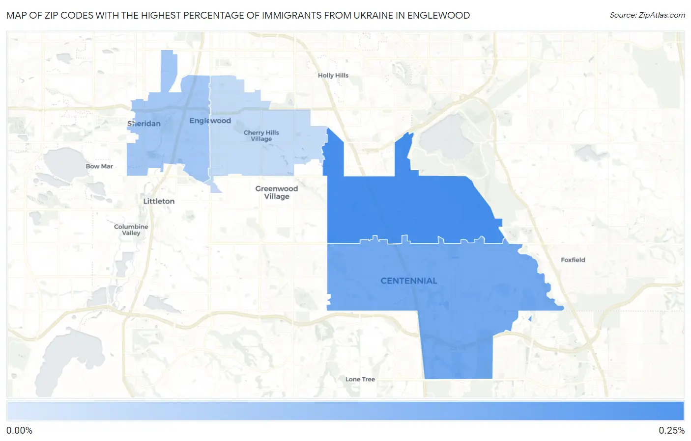 Zip Codes with the Highest Percentage of Immigrants from Ukraine in Englewood Map