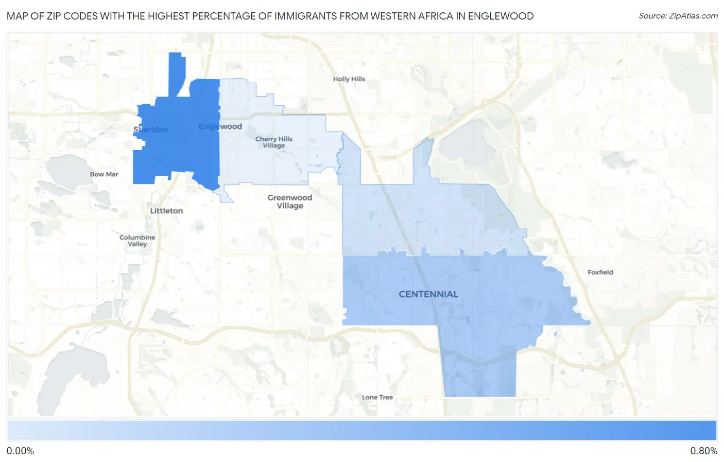 Zip Codes with the Highest Percentage of Immigrants from Western Africa in Englewood Map