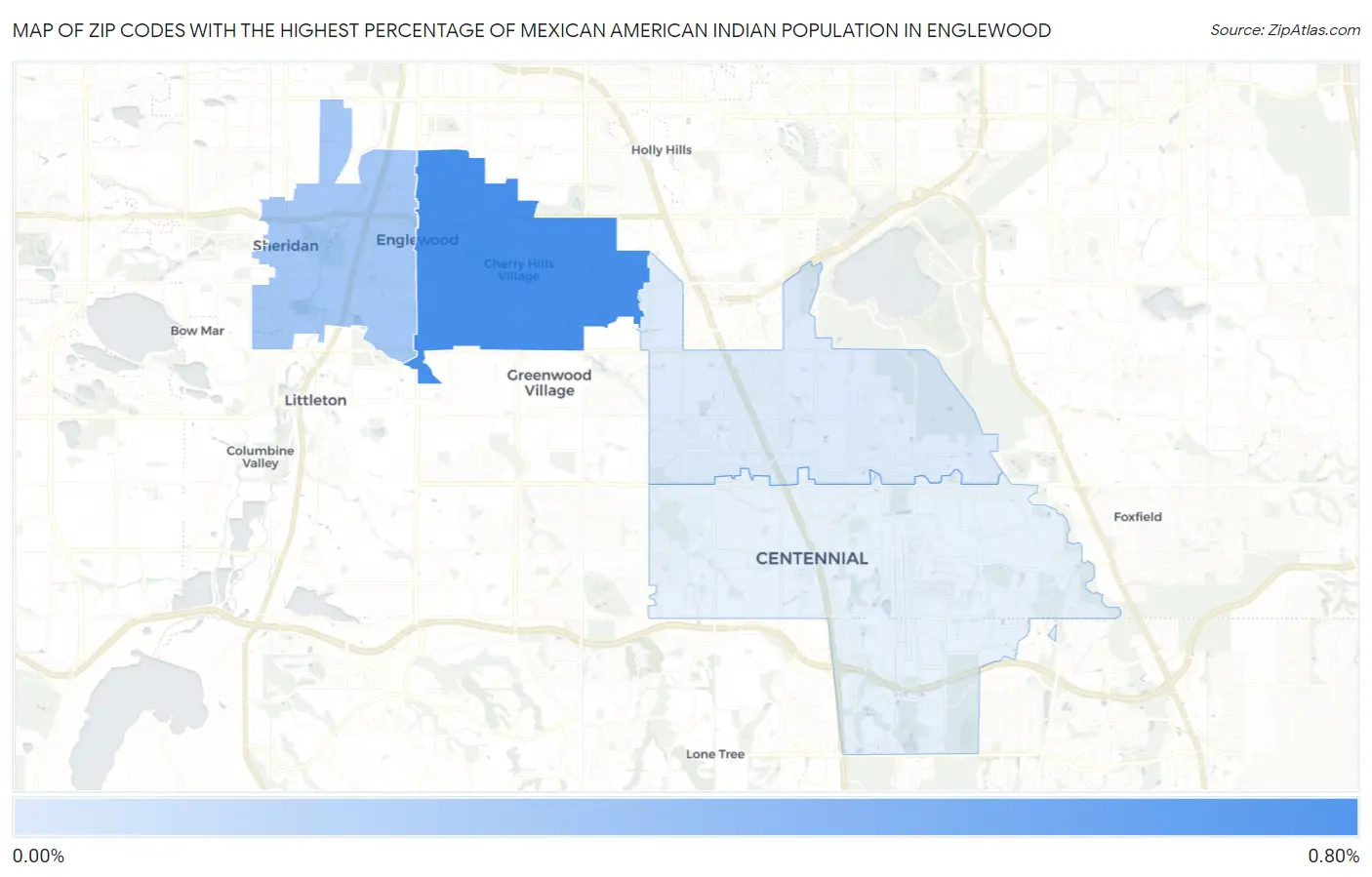 Zip Codes with the Highest Percentage of Mexican American Indian Population in Englewood Map