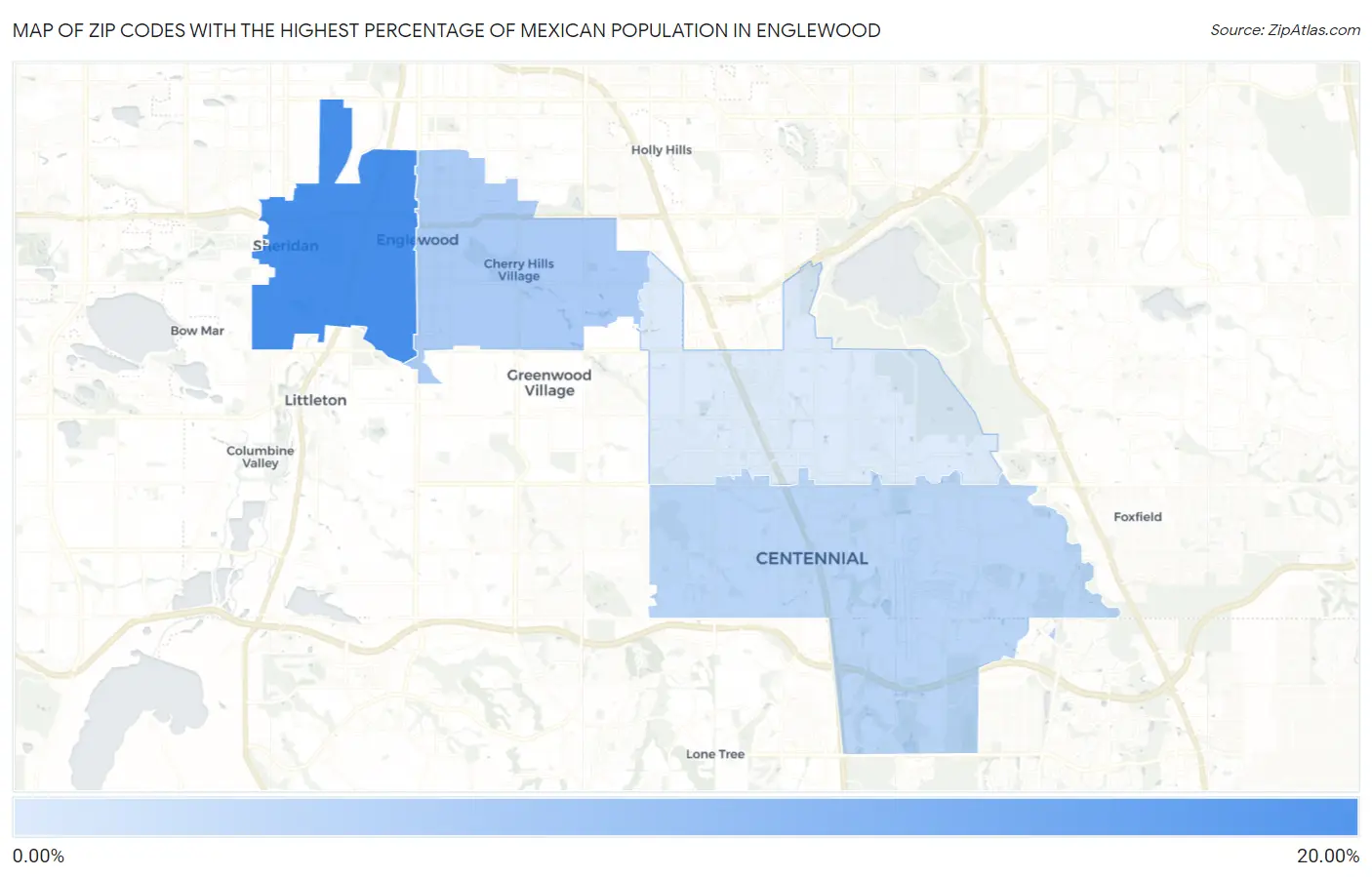 Zip Codes with the Highest Percentage of Mexican Population in Englewood Map