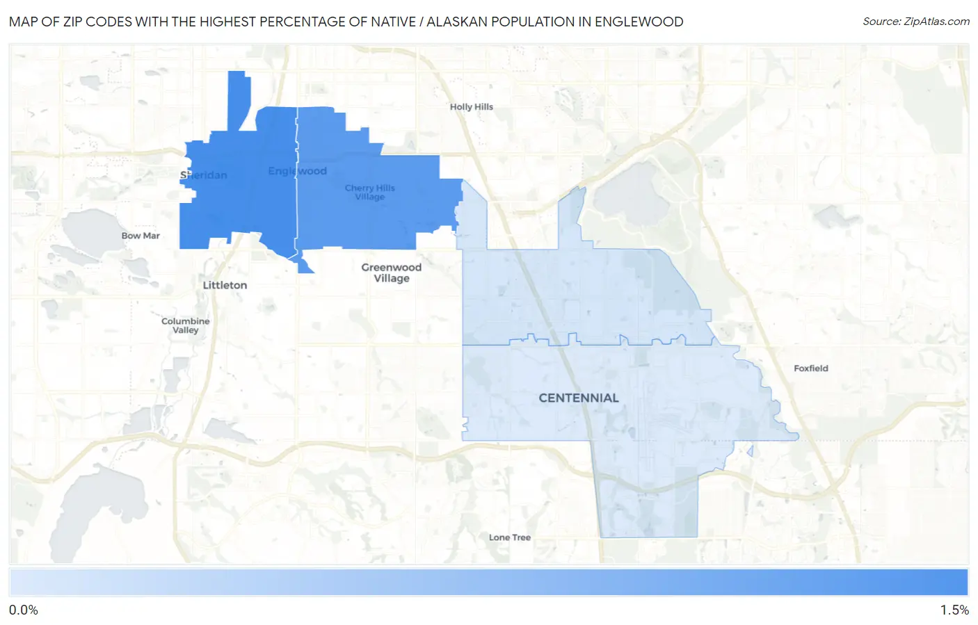 Zip Codes with the Highest Percentage of Native / Alaskan Population in Englewood Map