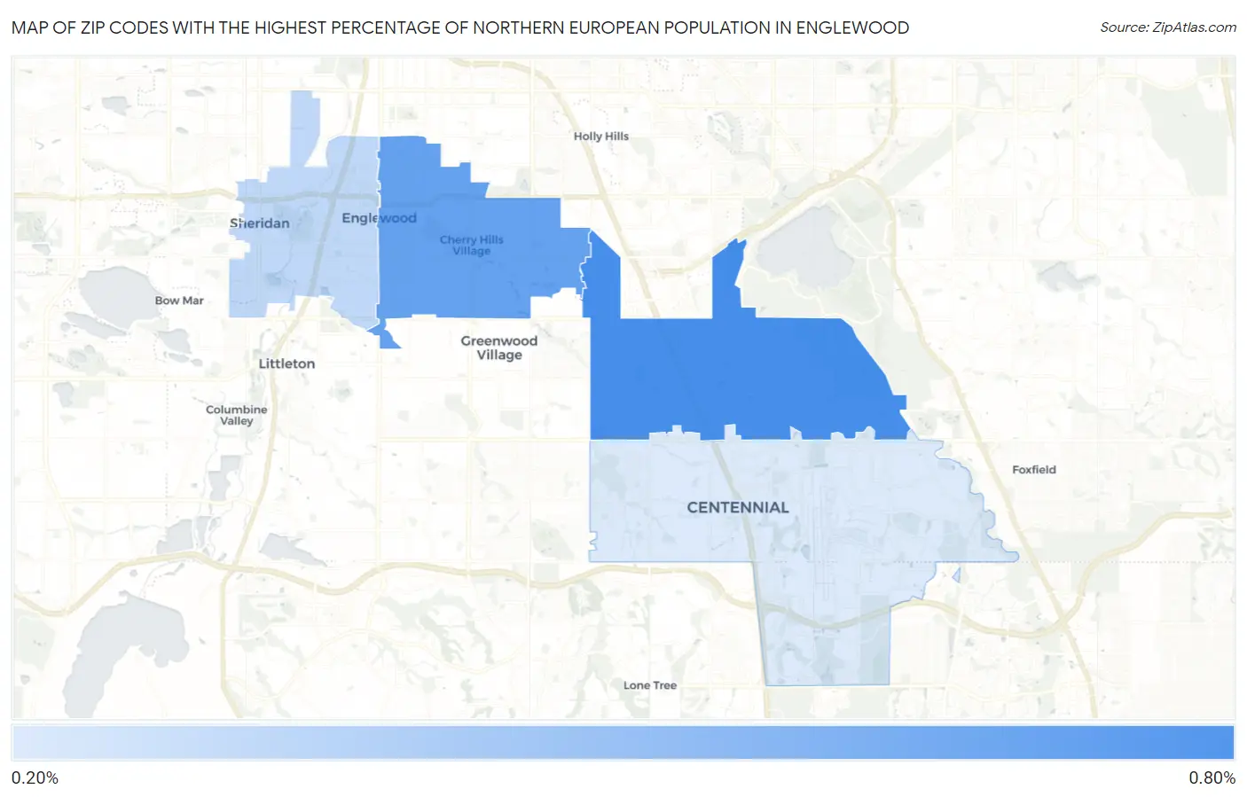Zip Codes with the Highest Percentage of Northern European Population in Englewood Map