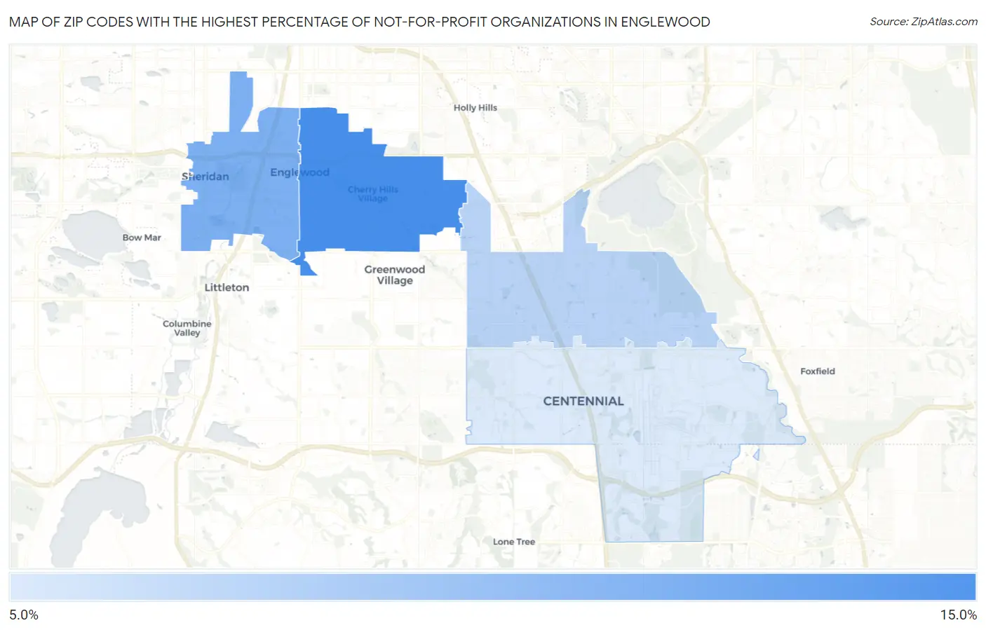 Zip Codes with the Highest Percentage of Not-for-profit Organizations in Englewood Map