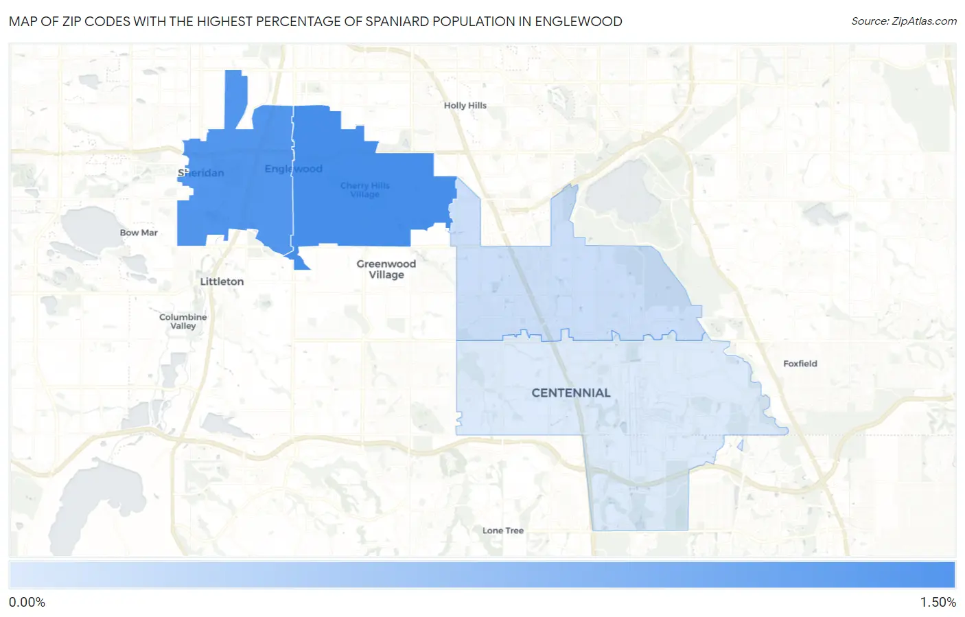 Zip Codes with the Highest Percentage of Spaniard Population in Englewood Map