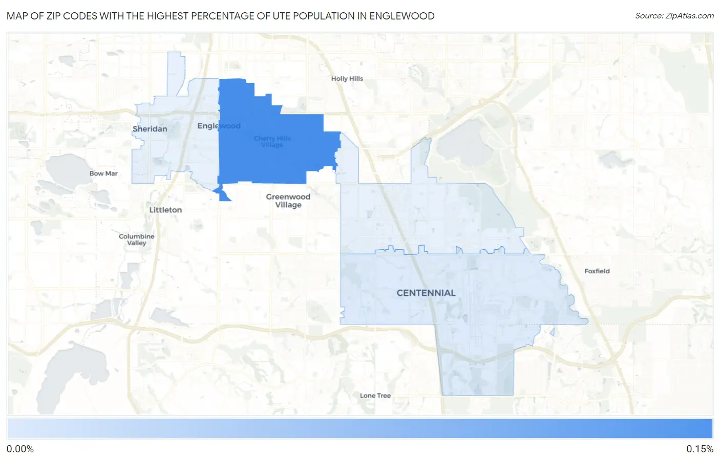 Zip Codes with the Highest Percentage of Ute Population in Englewood Map