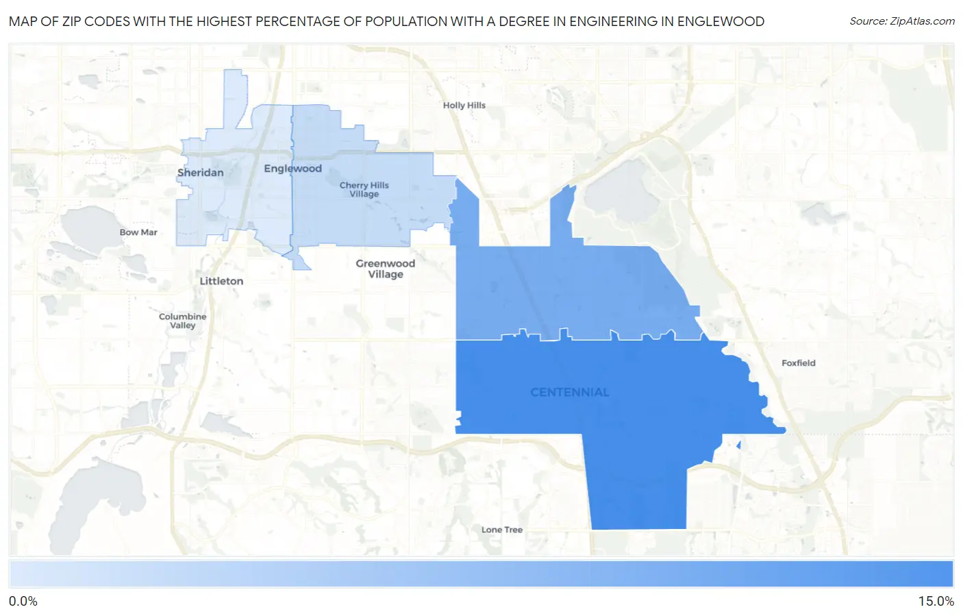 Zip Codes with the Highest Percentage of Population with a Degree in Engineering in Englewood Map