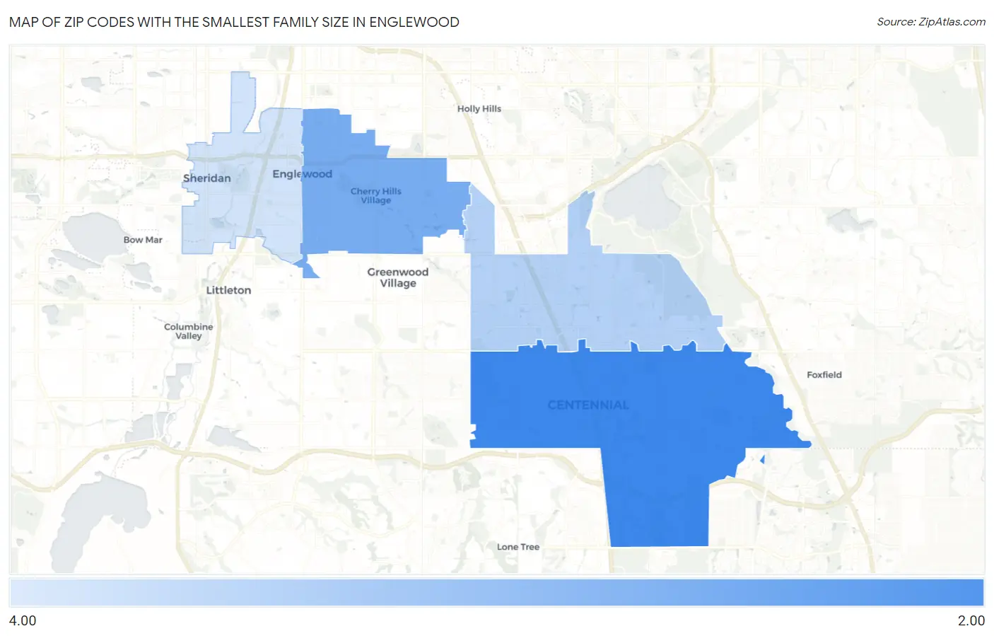 Zip Codes with the Smallest Family Size in Englewood Map