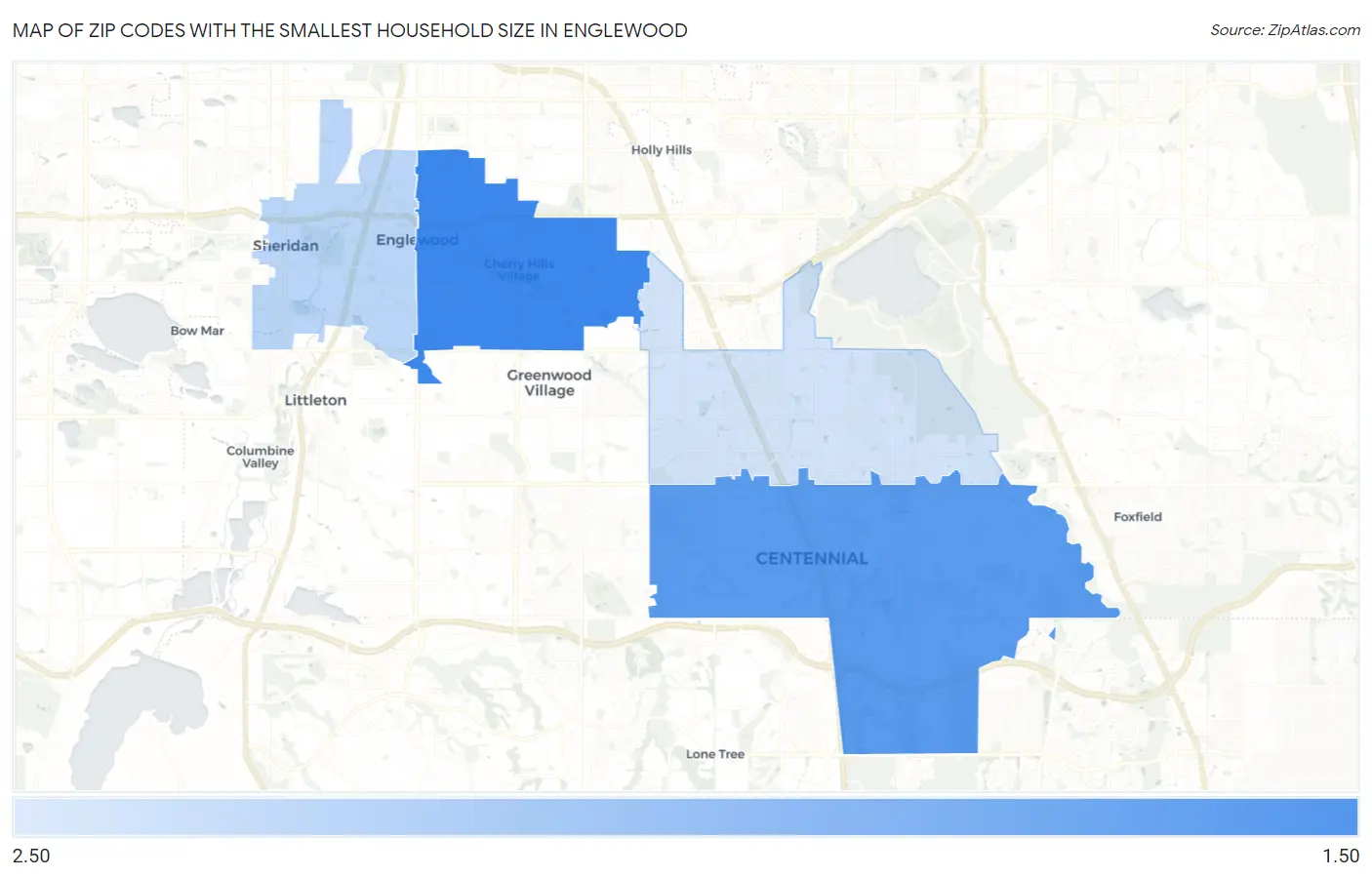 Zip Codes with the Smallest Household Size in Englewood Map