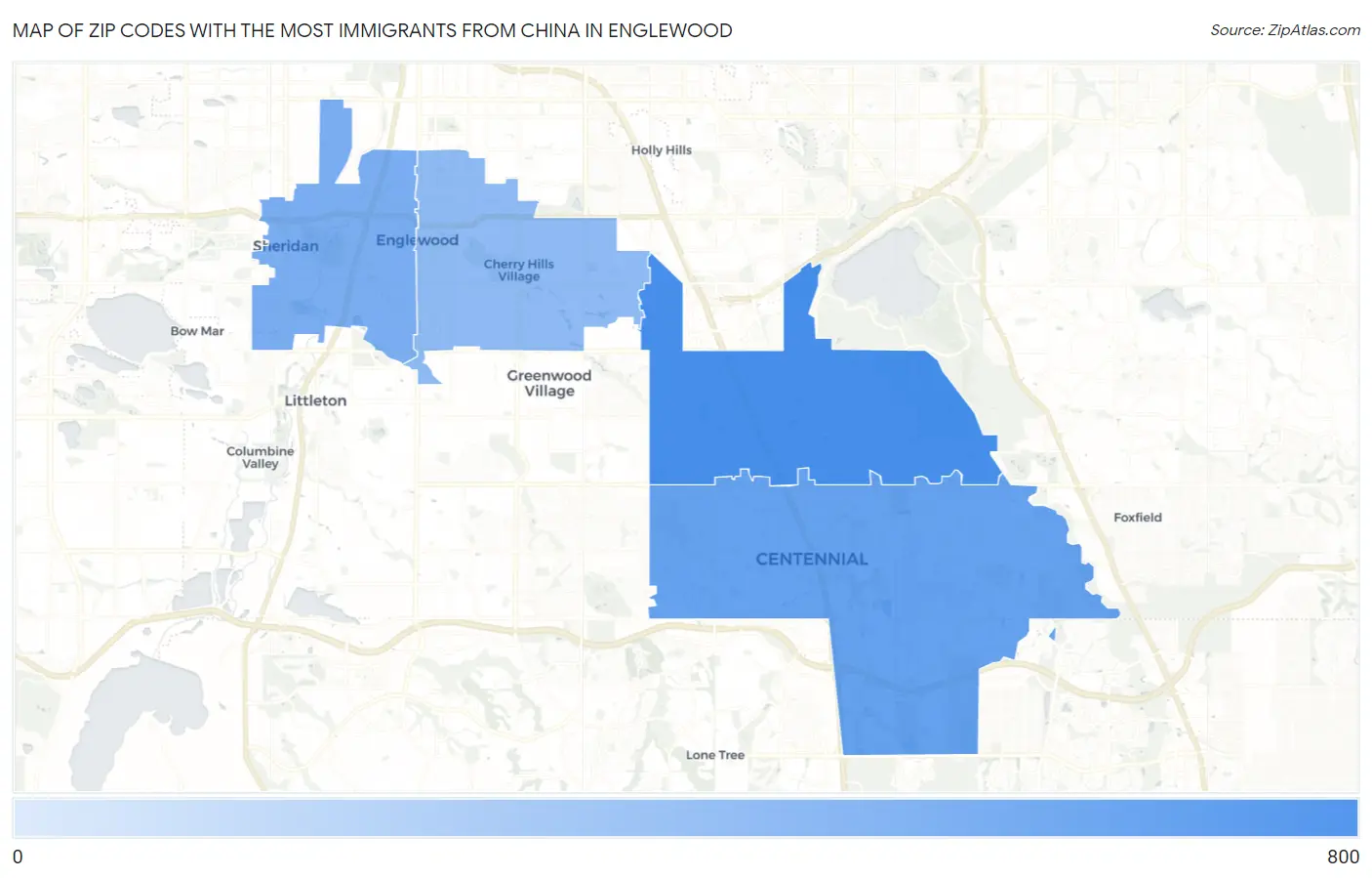Zip Codes with the Most Immigrants from China in Englewood Map