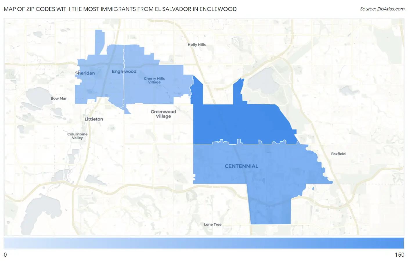 Zip Codes with the Most Immigrants from El Salvador in Englewood Map