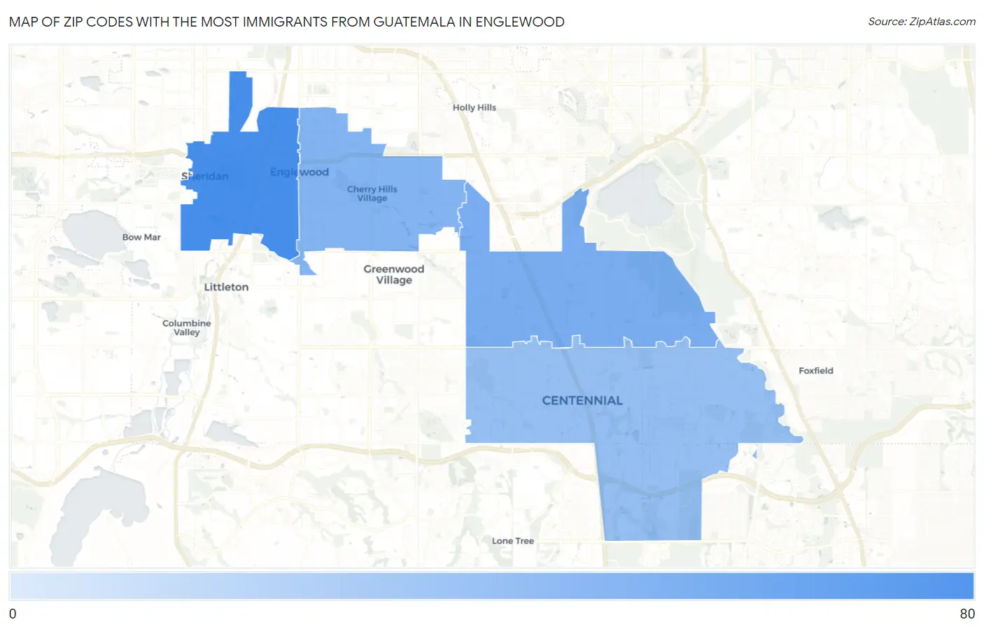 Zip Codes with the Most Immigrants from Guatemala in Englewood Map