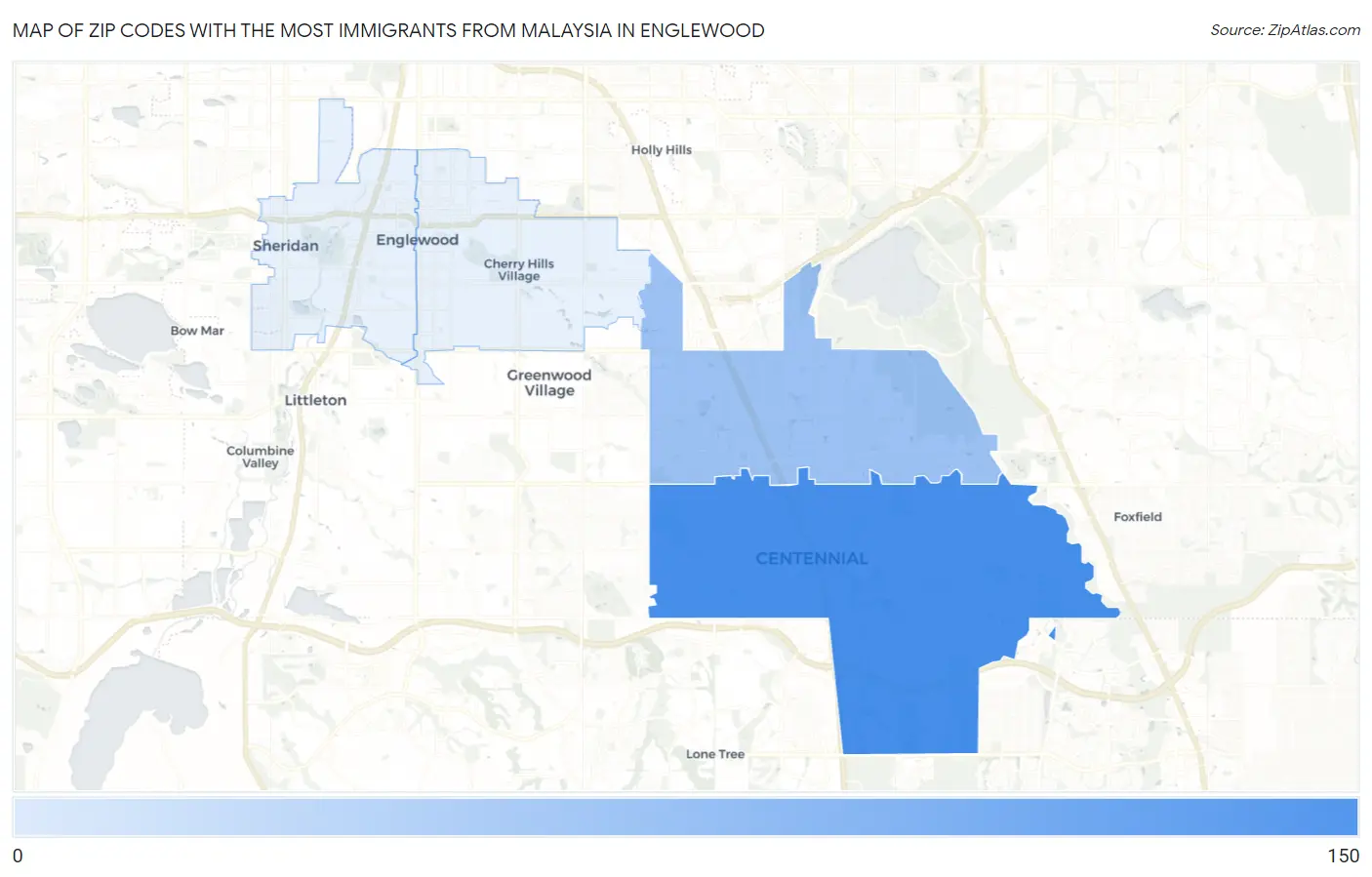 Zip Codes with the Most Immigrants from Malaysia in Englewood Map