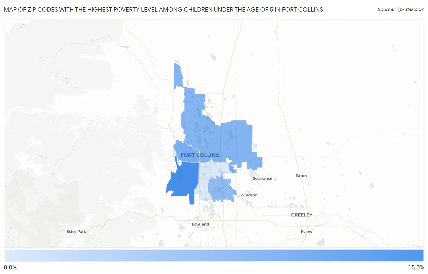 Zip Codes with the Highest Poverty Level Among Children Under the Age of 5 in Fort Collins Map