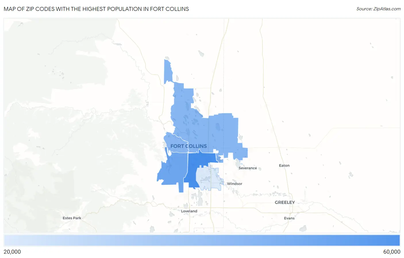 Zip Codes with the Highest Population in Fort Collins Map
