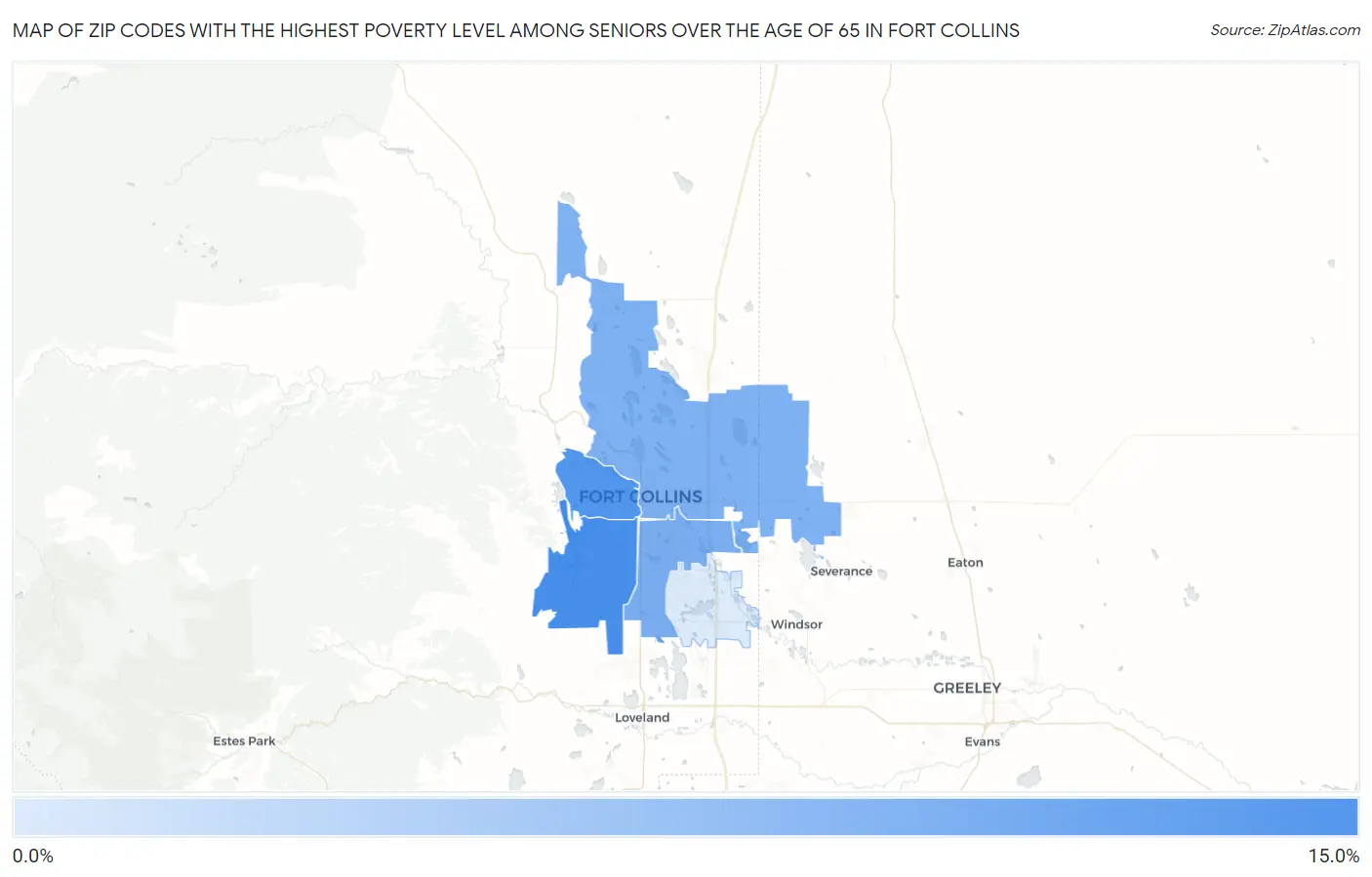 Zip Codes with the Highest Poverty Level Among Seniors Over the Age of 65 in Fort Collins Map