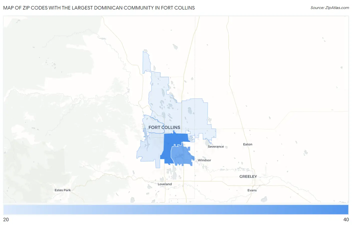 Zip Codes with the Largest Dominican Community in Fort Collins Map