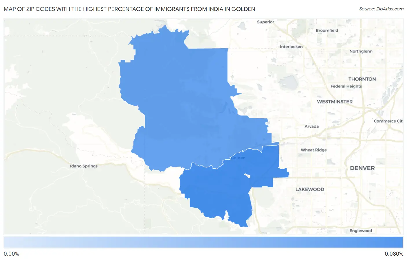Zip Codes with the Highest Percentage of Immigrants from India in Golden Map