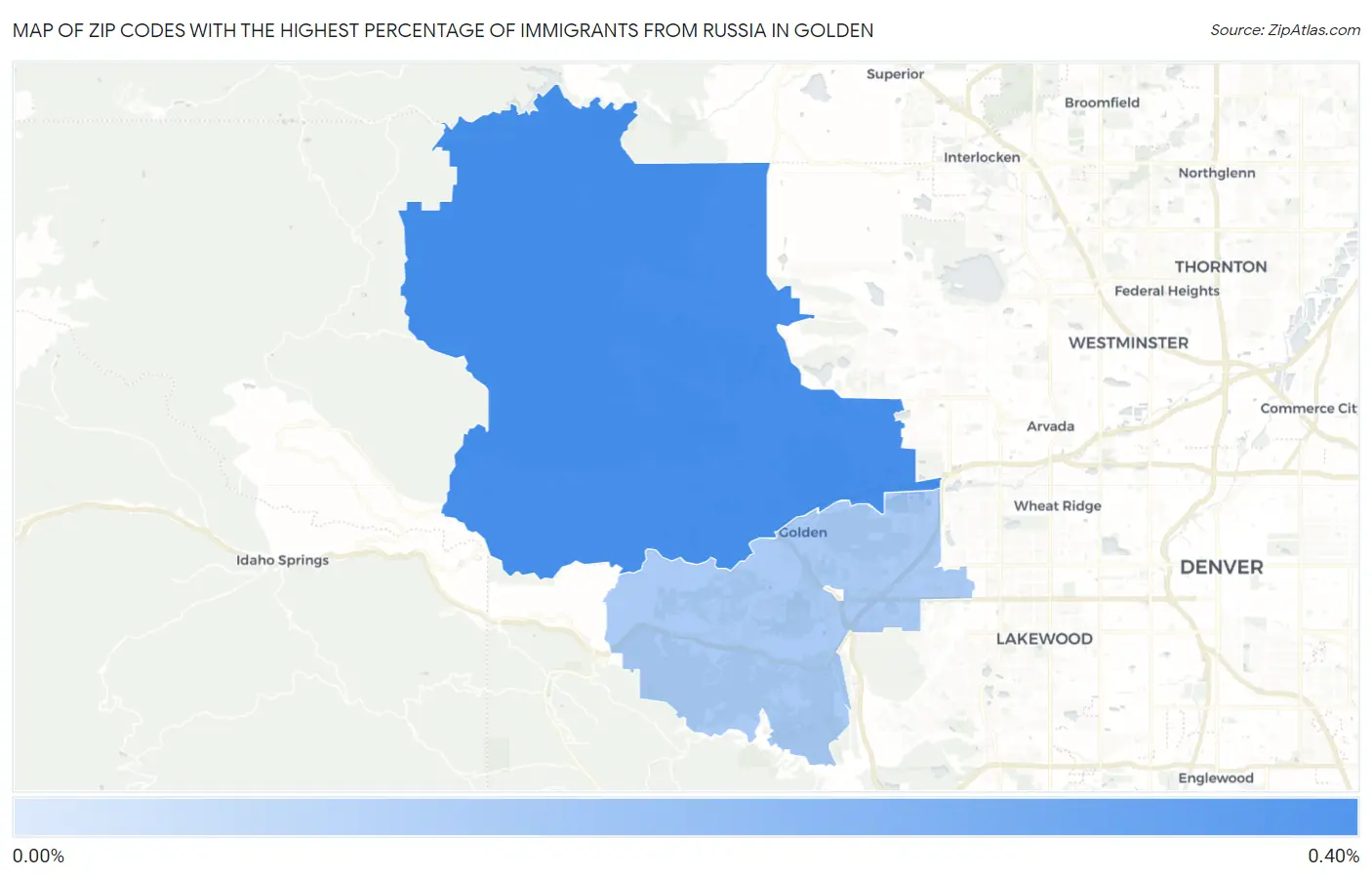 Zip Codes with the Highest Percentage of Immigrants from Russia in Golden Map